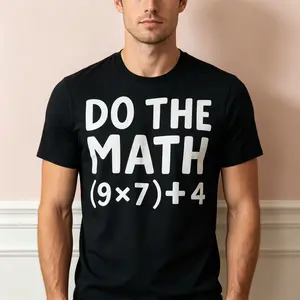 "Do The Math 67 Meme" Graphic T-Shirt - Viral Internet Humor Statement Top - Minimalist Clever Sarcasm Aesthetic Apparel - Comfortable Short Sleeve Graphic Shirt - Unique Professional Detail Crew Neck Tee
