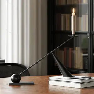 Large Black Metal Modern Mediterranean Minimalist Candlestick Holder