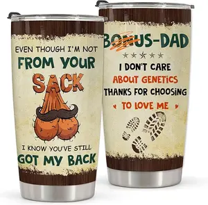 Bonus Dad Tumbler 20 Oz, Funny Stepdad Gift For Father’s Day, Christmas, Birthday, Travel Coffee Mug For Bonus Dad From Stepson, Stepdaughter, Step Dad Appreciation Cup