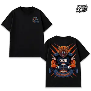 Chicago Football Men's T-Shirt, Bear Mascot Graphic Tee, Chicago Fan Shirt, Football Lover Gift, Game Day Shirt, Sports Graphic T-Shirt, Black Cotton Tee