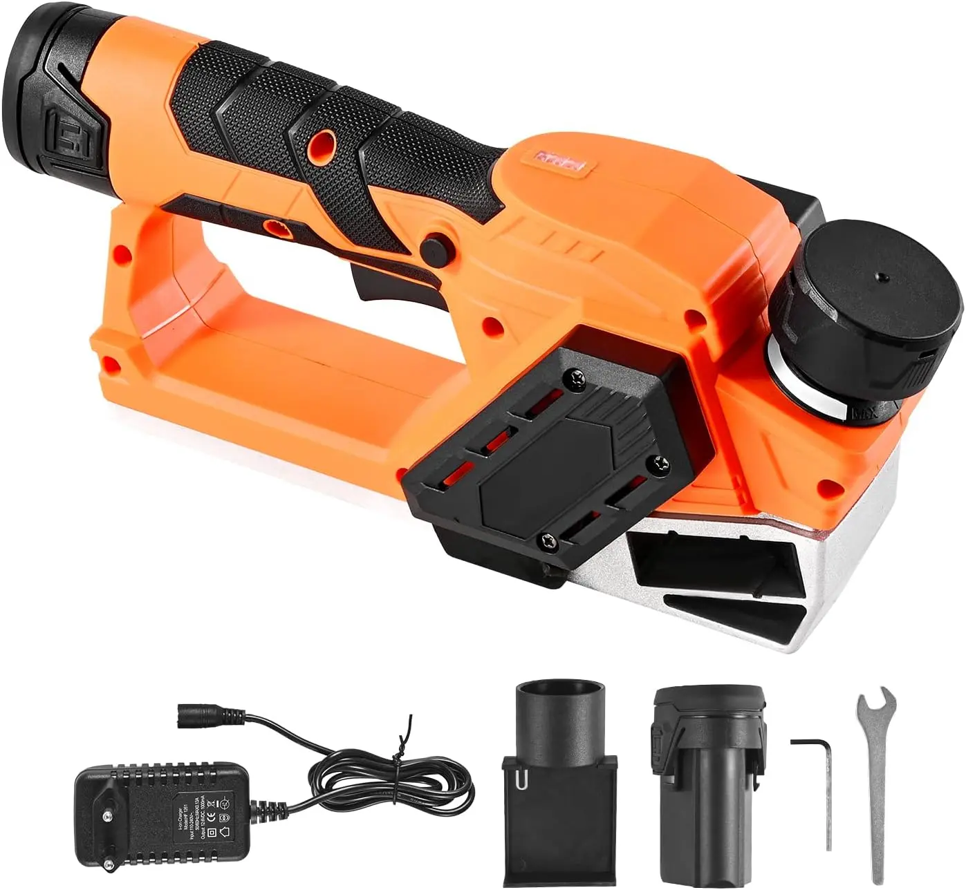 VEVOR Cordless Handheld Planer, 2-1/5-Inch Cut Width, 14500 RPM Electric Hand Wood Planer with 2 Ah 12V Lithium Battery, Brushless Motor, Adjustable Cut Depth, 2 Blades, for Woodworking Wood Chamfer