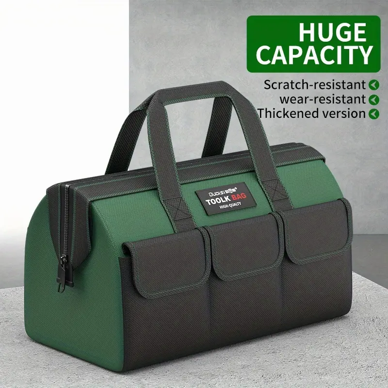 13/16/18/21 Inch Otis Men's Heavy-duty Tool Kit, ABS Hard Mold Base Wide-mouth Tool Storage Bag, Multi-pocket Storage, Adjustable Shoulder Strap, Wear-resistant, Suitable for Home Decoration And Construction Work, Electrician.