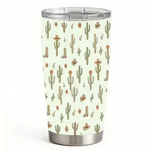 20oz Cactus Cowboy Hat Boot Flower Desert Pattern Stainless Steel Tumbler， Tumbler with Lid Double Wall Vacuum Insulated Travel Mug