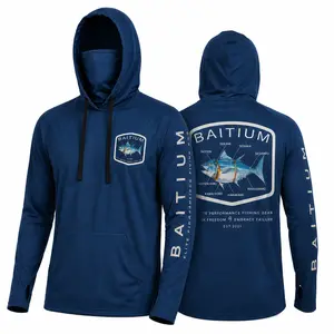 Baitium Fishing and Construction Shirts - Hooded UPF 50 Long Sleeve with Gaiter - Lightweight, Breathable, Moisture-Wicking, Premium Outdoor Wear for Men