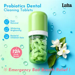 LUHA Probiotic Solid Toothpaste contains pearl powder, cleanses the mouth, whitens teeth, and provides long-lasting fresh breath.  Convenient for travel and everyday use. Fluoride-free and environmentally friendly.