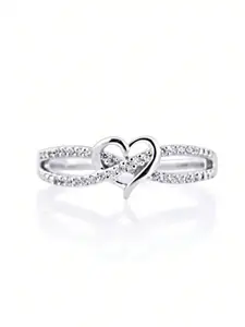1 PC Romantic Cubic Zirconia Heart Ring For Women For Engagement Party Jewelry Valentine's Day Gift Heart Initial Rings Heart Design Ring Heart Shaped Ring