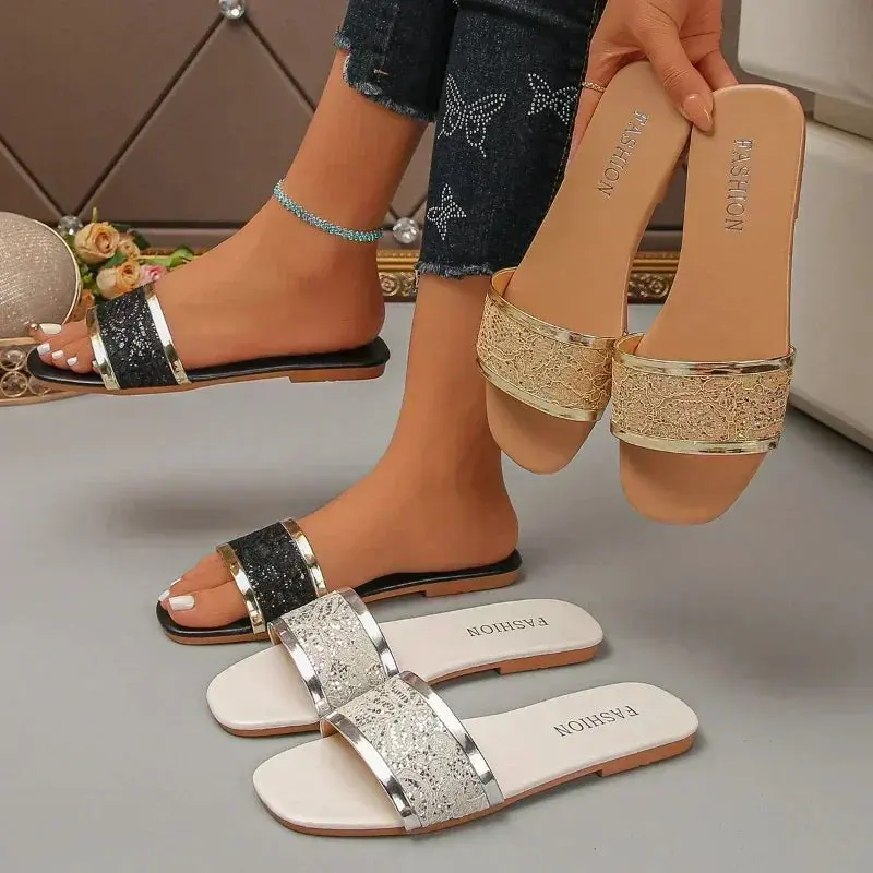 Casual Beach Bling Slip on Mules for Party Wedding Comfortable