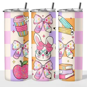 Easter Teacher 20oz Steel Insulated Tumbler with Clear Lid and Reusable Straw - Flasks, Drinkware