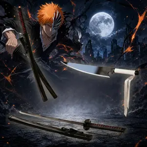 40inch 101cm Katana Sword Bleach Ichigo Kurosaki Zangetsu Wood Bamboo Anime Cosplay