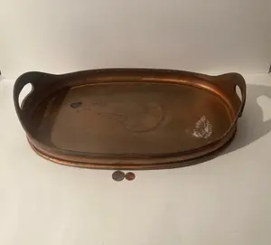 Vintage Metal Copper Colored Tray, Platter, Serving Tray, 18" x 12", Duck Design, Heavy Duty, Quality, Free Shipping in the U.S