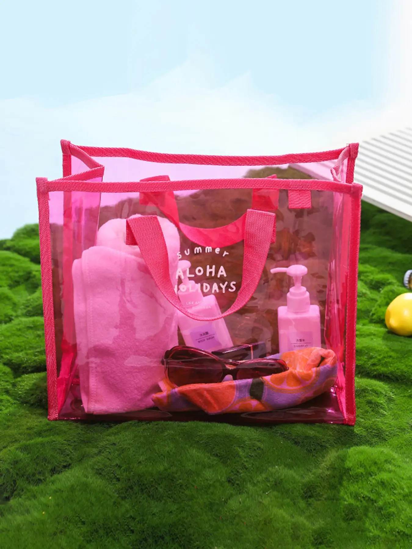 PVC Handbag Colorful Ladies Waterproof Beach Bag Beach Outings Handbag Convenient Storage Pouch, Durable PVC Material, Ideal for Daily Use & Travel Essentials, Casual Handbags