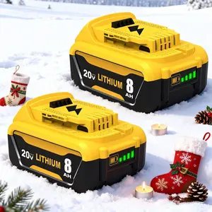 2Pack 8.0Ah Replacement Battery for Dewalt 20V Max Lithium-ion Series Cordless Tools Yellow Safety Tested & Compatible with XR DCB200/DCB201/DCB203/DCB204/DCB205/DCB206/DCB207 & DCD/DCF/DCG