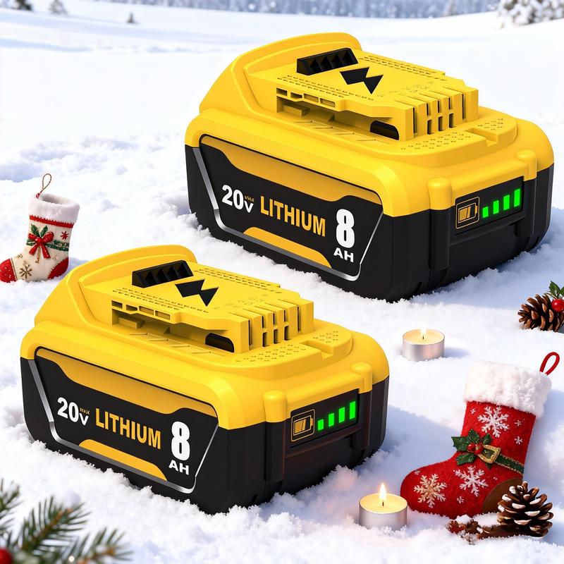 2Pack 8.0Ah Replacement Battery for Dewalt 20V Max Lithium-ion Series Cordless Tools Yellow Safety Tested & Compatible with XR DCB200/DCB201/DCB203/DCB204/DCB205/DCB206/DCB207 & DCD/DCF/DCG
