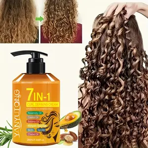 7-in-1 Curl Defining Cream 280ml — Suitable for wavy and curly hair, helps tame frizz and dullness, moisturizes and hydrates, provides a lightweight hold, keeps curls soft and bouncy, and reduces static. A styling gel-type haircare product.