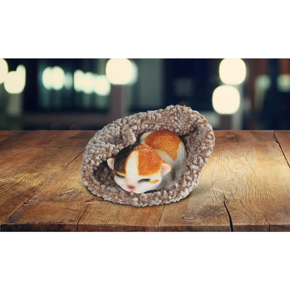 6.5"W Calico Cat Sleeping in Blanket Figurine