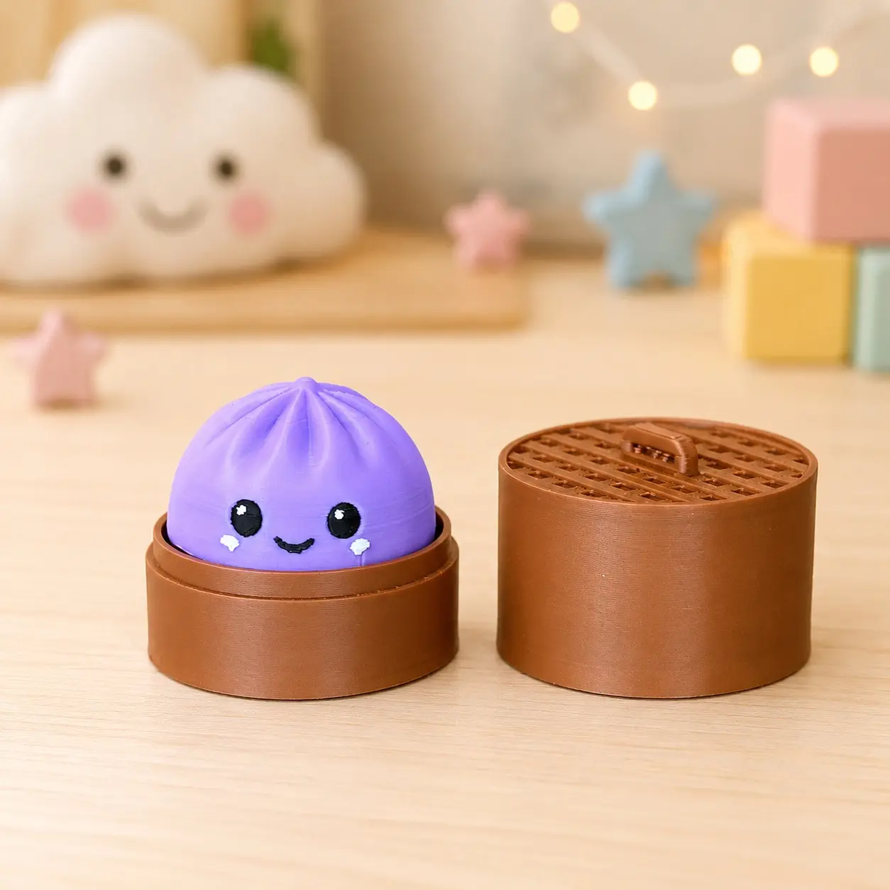 Dumpling Fidget Clicker / Mechanical Key Switch Dumpling Toy with Steamer Base