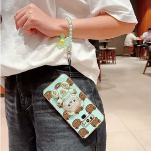Note 9 Popular Series Fashion Strap Lanyard Phone Holder Case For Compatible With Samsung Galaxy Note 9 PC Cover and Shockproof Cute Bear Style Protector Cases