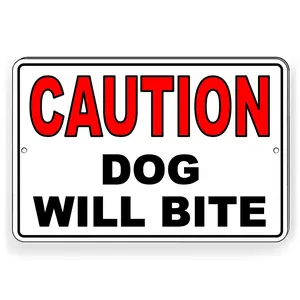 [Aluminum Plate Signboard]2D Flat, [2D Flat] 1Pc Metal Signs Wall Decor Caution Dog Will Bite Beware Of Dogs Sign Decal Warning Notice Protected Home Decorators Perfect For Home Or Garden Decor Durable Metal Sign, Nautical Decor, Room Decor Holiday Plaque