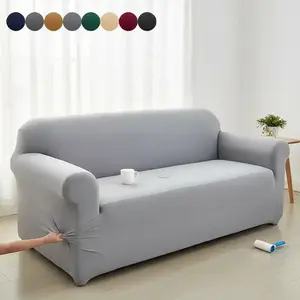 Stain-resistant elastic solid-color sofa cover, Sofa couch covers, antibacterial and dust mite resistant with stretchable fabric, easy to remove and machine washable, colorfast and lint-free, elastic sofa slipcover