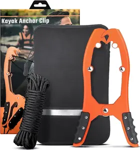 Original® BAX-JAW Kayak Anchor Clamp Grip - Wide 5.25" Self Locking Tension Jaw with Floating Pouch and 15' Paracord 550 Rope, Kayaking Accessories (Corrosion-Proof Steel)
