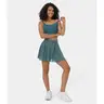 Halara High Waisted Drawstring Contrast Mesh 2-in-1 Side Pocket Flowy Mini Flare Casual Skirt