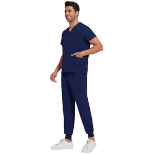 Top and Pants V-Neck Scrub Women and Men - Stretchy 3-Pocket Nurse Scrubs with Medical Uniform Fit