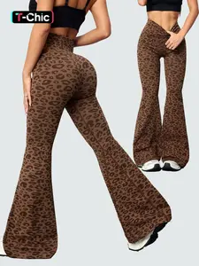 Women's Leopard Print Seamless Knit Yoga Pants, Gym Workout Leggings, High Waisted Butt Lifting Control, Sporty Casual Fashion, All Seasons Wear, Fitness Yoga Pants