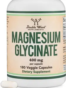 Double Wood Supplements Magnesium Glycinate 400mg | 180 Capsules | Sleep, Muscle, & Heart Support | Vegan, Third Party Tested, Gluten Free, Non-GMO