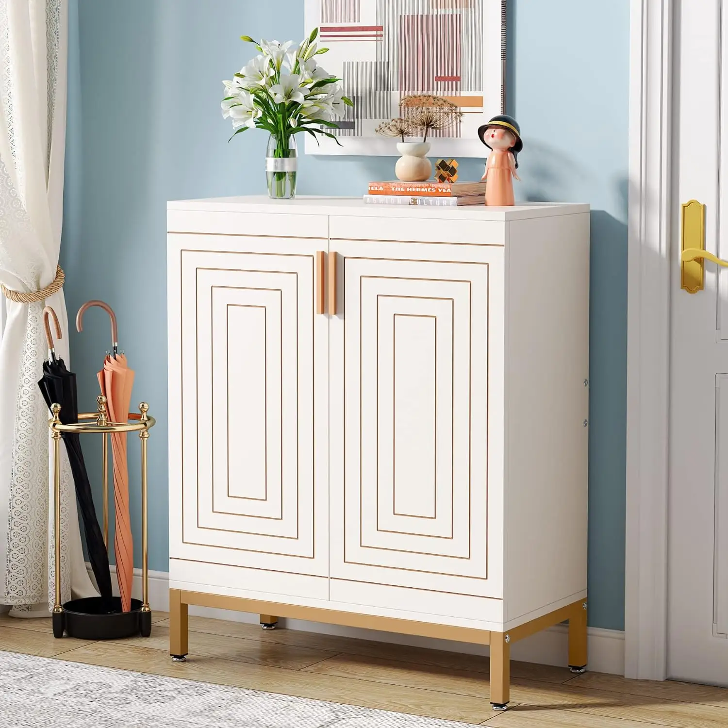 Tribesigns 20 Pairs Shoe Storage Cabinet for Entryway, Freestanding Shoe Rack Organizer