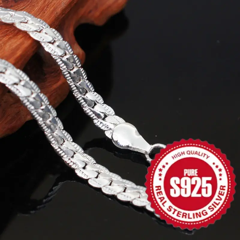 925 Sterling Silver 5mm Necklace, Stylish Elegant Fine Silver Jewelry Accessory
