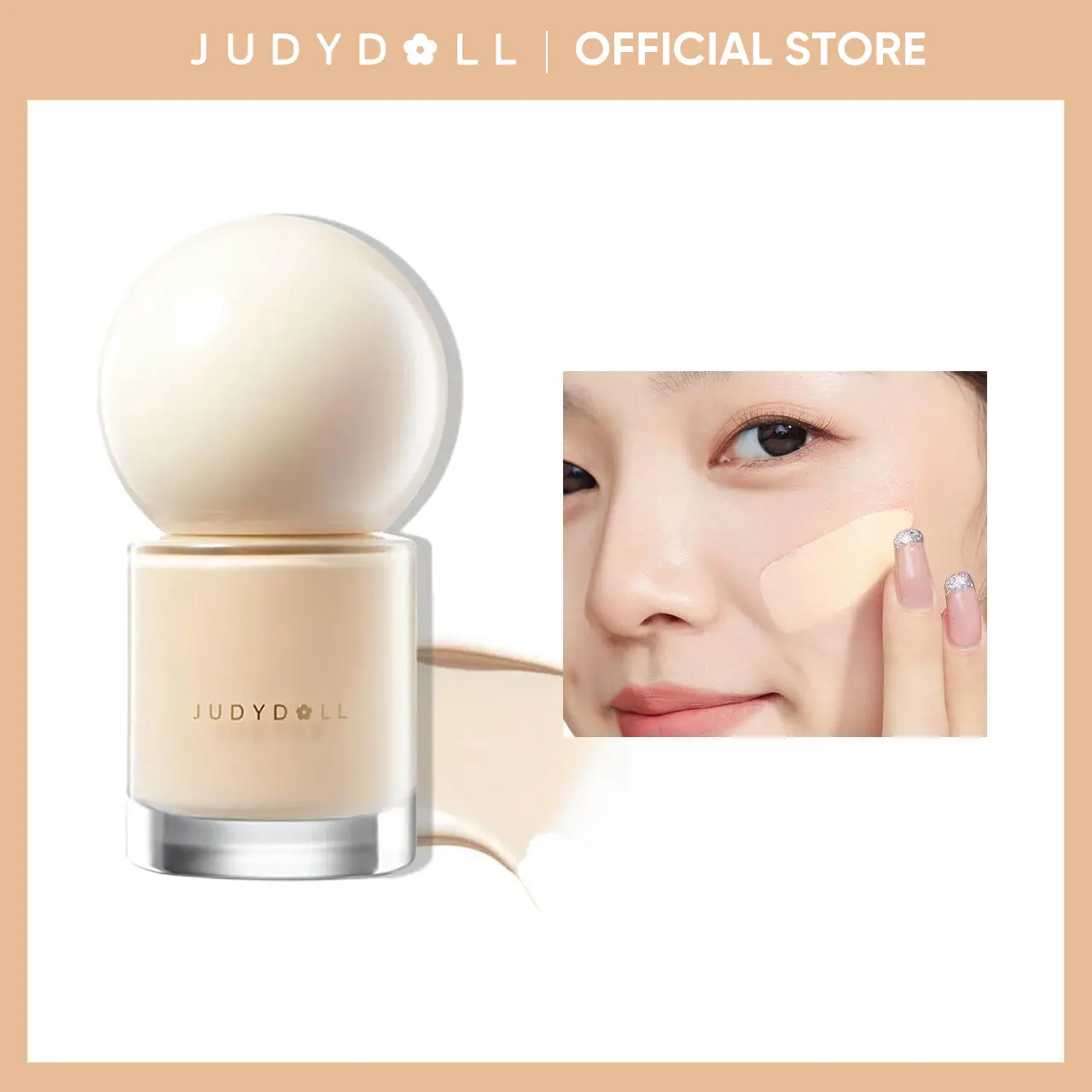 JUDYDOLL Oil Skin Foundation, 15g Travel Size, Blurring, Flawlee, Long-Wearing, Pore-Hiding, Zero-Powder Feel, Lightweight, Hydrating, Long-Lasting, Smudge-Proof, Makeup, Refresh Look, Summerwins