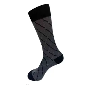 Vannucci Black Diamond Pattern Dress Socks