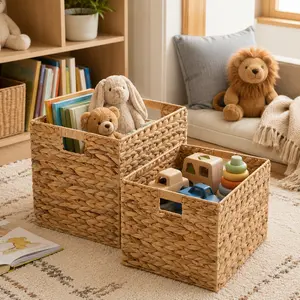Storage Basket, Water Woven Storage Basket for Clothes Toys & Blankets Car Trunk Organizer Backseat Storage Large Capacity Woven Design room clutter  organization daily use item  summervibes 	 large capacity clothes