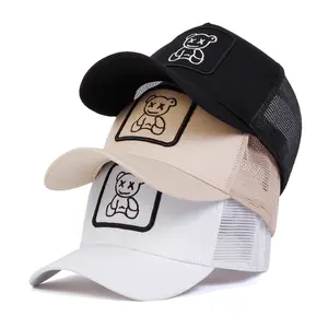 Adjustable Cartoon Panda Embroidered Mesh Cap Baseball Cap Trucker Hat for Casual Outdoor Use, Unisex Sun Protection