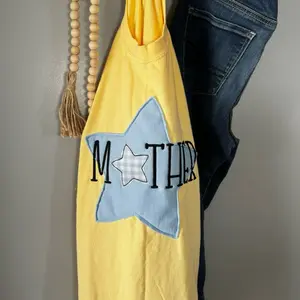 RTS- Embroidered Star Patch Tshirt for Women, Yellow Color, Casual Style, Perfect for Daily Wear, Womenswear Top