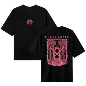 Tokenwear Retro Limited Sleep Token Gate Rose Heavy Metal Menswear T-Shirt, Unisex Oversize Round Neck Short-Sleeve Washed Heavyweight Cotton Casual Fashion Top, Christmas New Year Gift Streetwear