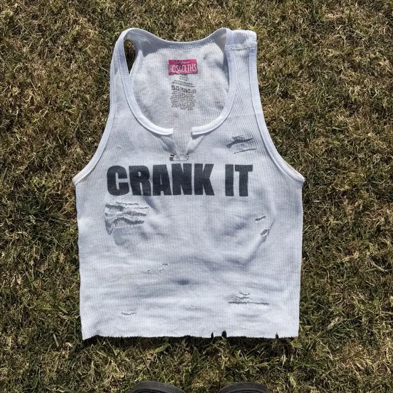 CRANK IT! tank top y2k graphic tank Coachella music festival pop distressed ripped grunge 90s