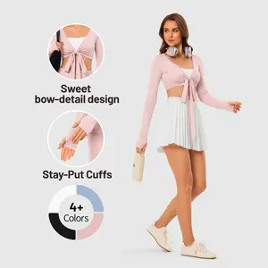 INNO MINT Pilates Wrap Top for Women Long Sleeve Convertible Styling Cropped Tie Ballet Yoga Tops V Neck Dance Athletic Shirt - Womenswear, Blouse