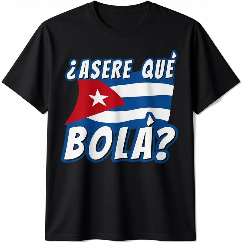 Men's Casual Cotton Short-Sleeve Graphic T-Shirt - Round Neck, Cuban "Laugh" Slogan, Cuba Flag Pride, Streetwear, Sizes S-5XL, Tshirt