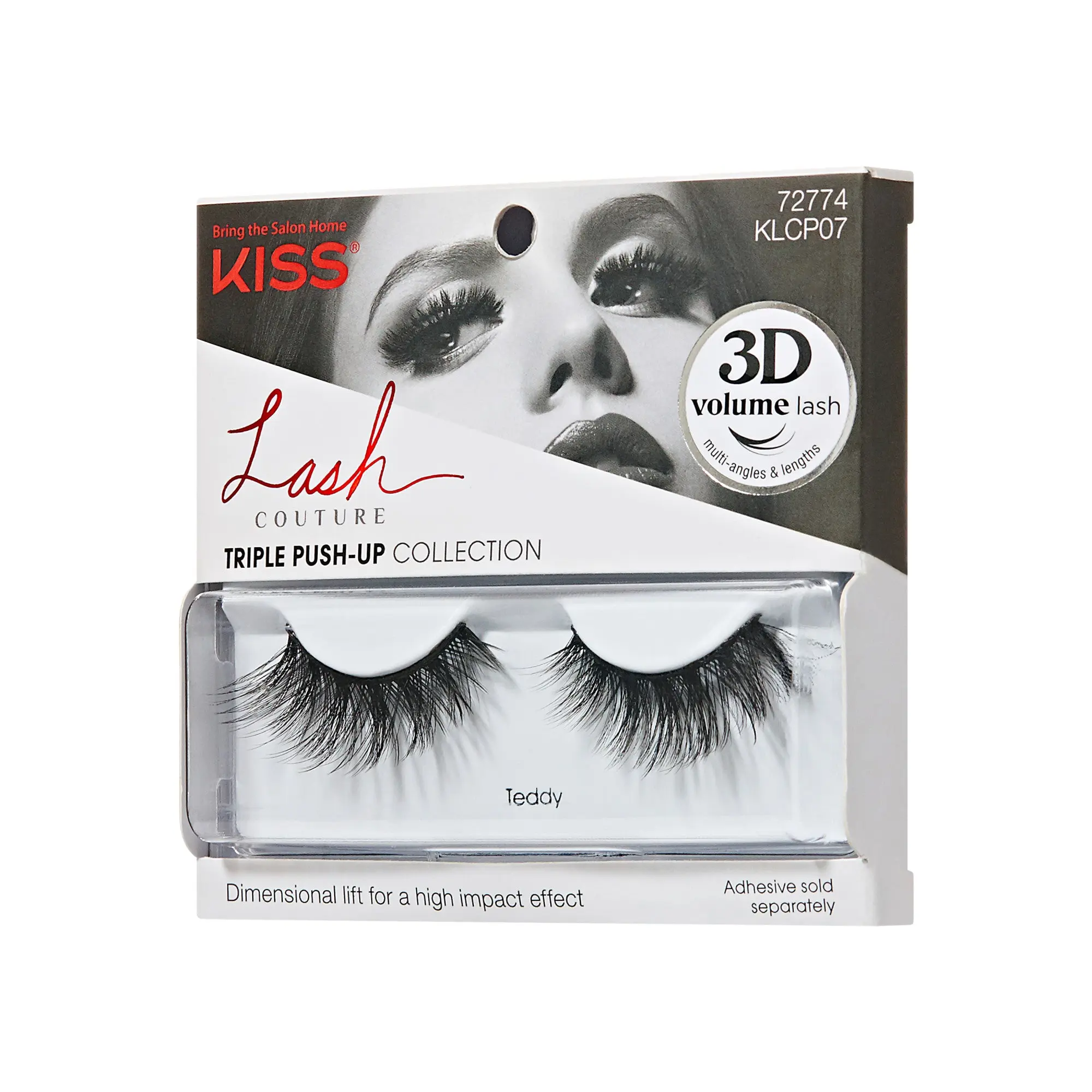 Kiss Lash Couture Triple Push-Up False Eyelashes- Teddy | 1 Pair, Strip Lashes, 12mm