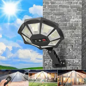 OKPRO Solar Security Light Outdoor with Motion Sensor, 168 LED 360° Flood Light, IP66 Waterproof, Remote Control, Easy Install for Yard & Patio
