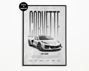 Corvette C8 Z06 Poster Unframed | | Hyper Car Poster Unframed | Super Car Print | Art Print | Poster Unframed | Home Decor | Wall Decor