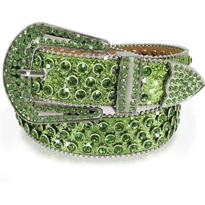 Women Men Rhinestones Belt, Bling Western Cowgirl Cowboy Studded Leather Belt Diamond Waist Belt for Jeans PantsGift