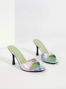 Women's Pointed Toe High Heels 9cm Stiletto PU Material Sexy Fine Heel Open Toe Sandals, Plain Style, Less Than Ankle Height