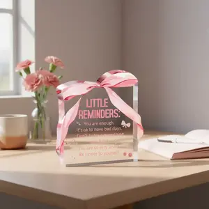 Coquette Bow Room Decor, Inspirational Acrylic Tabletop Sign You Are Enough, Cute Dorm Room Decoration Gift, Home Office Decor, Acrylic Desktop Decoration