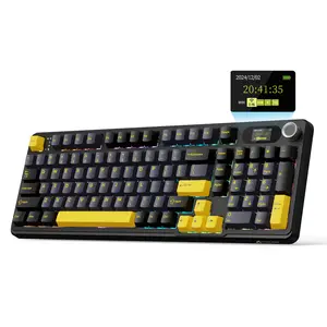MAMBASNAKE×Attack Shark X98 Pro Wireless Mechanical Keyboard with Screen & Knob,2.4G/USB-C/BT5.0 Gasket Hot Swappable Creamy Keyboard 102 Keys, Web Driver RGB Gaming Keyboard for PC/Mac/PS4/Xbox