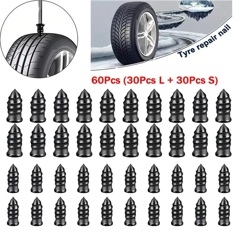 60/3OPcs Tire Repair Screws Plugs, Self-service Tyre RepairVacuum Rubber Nails Kit for Car/Motorcycle/Truck/TractorPuncture Fast Tyre Repair Supplies sunny
