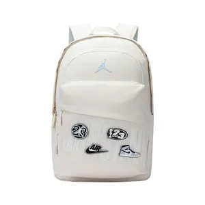 Jordan Backpack with Velcro Patches, Polyester, Large Size, Unisex, Beige