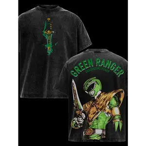 230g Men's Pure Cotton "Green Knight" Vintage Washed T-Shirt — Y2K Streetwear Style, Unisex. Machine washable and suitable for all seasons; perfect for daily wear, sports, or social gatherings.