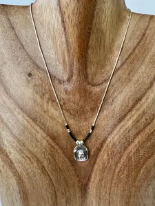 Hat Liquid Silver Necklace - Onyx - Sterling Silver